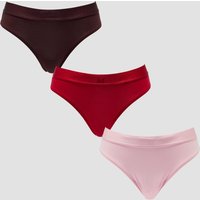 Image of Myprotein MP Women's Mid Rise Bikini Brief (3 Pack) - Blush/Rose Red/Fudge - S