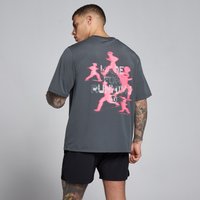 Image of Myprotein MP Men's Velocity Graphic T-Shirt - Dark Grey / Pink - XS