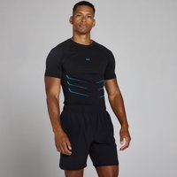 Lift Muscle Fit Seamless T-Shirt - Washed Black/Power Blue - XXL