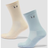 Image of Myprotein MP X Holly B Reflective Running Socks (2 Pack) - Butter/Baby Blue - UK 2-5