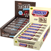 Image of Myprotein HiProtein Bars - Twin Pack - Snickers White HiProtein Bar - M&M's Chocolate Protein Bar - 24Bars