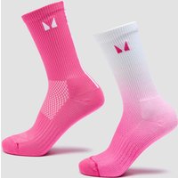 Image of Myprotein MP Running Socks (2 Pack) - Ombre Vibrant Pink / Vibrant Pink Stripe - UK - 6-8