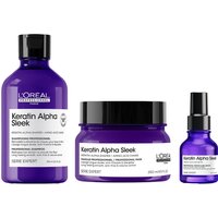 L'Oréal Professionnel Keratin Alpha Sleek Shampoo, Hair Mask & Hair Serum Bundle - Antifrizz, 300ml, 250ml, 50ml