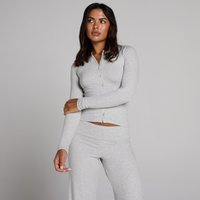 MP Women's Ribbed Button Down Top - Grey Marl - XXL