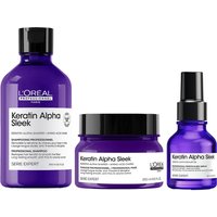 L'Oréal Professionnel Keratin Alpha Sleek Shampoo, Hair Mask & Hair Serum Bundle - Antifrizz