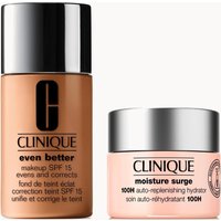 Clinique Even Better Makeup Foundation SPF 15 & Moisture Surge 100H Hydrator Moisturiser Bundle (Various Shades) - WN 98 Cream Caramel