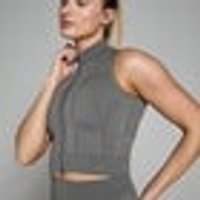 Myprotein UK MP Women's Tempo Ultra Geometric Seamless Zip Tank Top - Carbon - XL