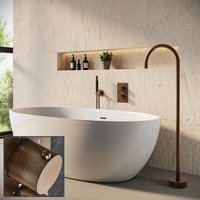 Saniclear Antique Curved Pro inbouw badkraan met vrijstaande uitloop verouderd messing