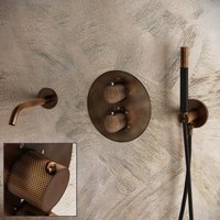 Saniclear Antique Curved Pro inbouw badkraan rond verouderd messing
