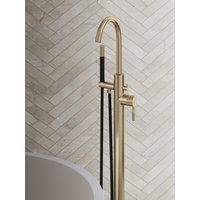Saniclear Brass Curved Pro vrijstaande badkraan geborsteld messing - mat goud