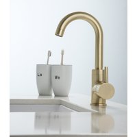 Saniclear Brass matrix wastafelkraan geborsteld messing / mat goud