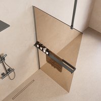 Saniclear Bright inloopdouche 90cm met handdoekhouder en bronsglas verouderd ijzer - gunmetal