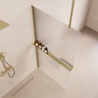 Saniclear Bright inloopdouche 100cm met handdoekhouder en ribbelglas geborsteld messing - mat goud