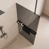 Saniclear Bright inloopdouche 90cm met handdoekhouder en rookglas verouderd ijzer - gunmetal