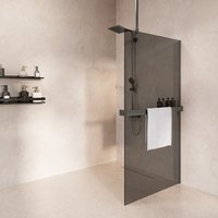 Saniclear Bright inloopdouche 80cm met handdoekhouder en rookglas verouderd ijzer - gunmetal
