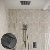 Saniclear Cube Curved inbouw regendouche met inbouw douchekop 30x30cm, glijstang en staafhanddouche verouderd ijzer - gunmetal