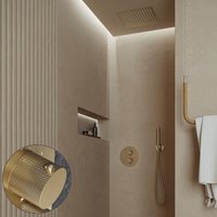 Saniclear Cube Curved inbouw regendouche rond met inbouw douchekop 30x30cm geborsteld messing - mat goud
