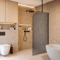 Saniclear Eclipse afgeronde inloopdouche 100cm mat zwart met rookglas
