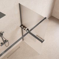 Saniclear Metric inloopdouche 90cm met handdoekhouder en ribbelglas verouderd ijzer - gunmetal