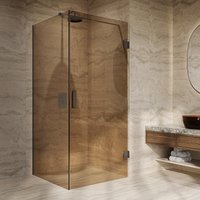 Saniclear Modern Iron brons glas douchecabine 80x80cm met 80cm deur anti-kalk verouderd ijzer - gunmetal