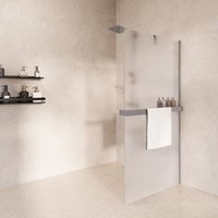 Saniclear Oblique inloopdouche 80cm met handdoekhouder en ribbelglas chroom