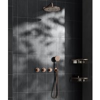 Saniclear Plus inbouw regendouche met 30cm hoofddouche en muurarm geborsteld koper