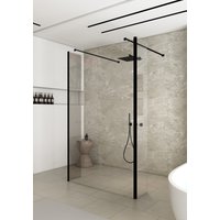 Saniclear Redro vrijstaande douchewand 120cm met zijwanden van 30cm zwart mat