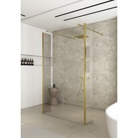 Saniclear Redro vrijstaande douchewand 90cm met zijwanden van 40cm geborsteld messing - mat goud