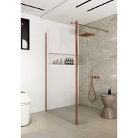 Saniclear Redro zijwand 30x200cm 8mm anti-kalk geborsteld koper