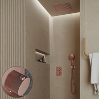 Saniclear Cube Stripes inbouw regendouche met inbouw douchekop 30x30cm en 2 standen handdouche geborsteld koper