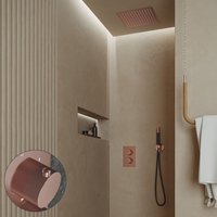 Saniclear Cube Stripes Pro inbouw regendouche met inbouw douchekop 30x30cm en staafhanddouche geborsteld koper