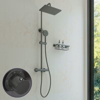 Saniclear Vision Curved opbouw regendouche met 20x30cm hoofddouche verouderd ijzer - gunmetal