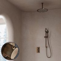 Saniclear Antique Stripes inbouw regendouche met 30cm hoofddouche, plafondarm, 2 standen handdouche en glijstang verouderd messing