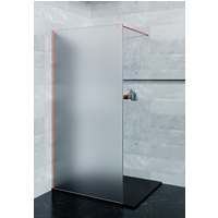 Saniclear Blurred douchewand matglas 100x200cm geborsteld koper profiel