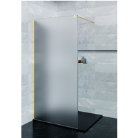 Saniclear Blurred douchewand matglas 90x200cm geborsteld messing profiel