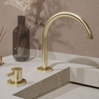 Saniclear Bond wastafelkraan 2-gats met Coldstart geborsteld messing - mat goud