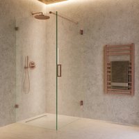 Saniclear Copper profielloze douchecabine 80x70cm met 70cm deur geborsteld koper