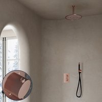 Saniclear Copper Stripes Pro inbouw regendouche met 20cm hoofddouche en plafondarm geborsteld koper