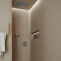Saniclear Cube inbouw regendouche rond met inbouw douchekop 30x30cm en 2 standen handdouche RVS