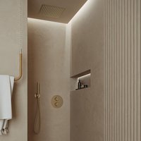 Saniclear Cube inbouw regendouche rond met inbouw douchekop 30x30cm en staafhanddouche geborsteld messing - mat goud