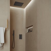 Saniclear Cube Pro inbouw regendouche met inbouw douchekop 30x30cm en staafhanddouche verouderd ijzer - gunmetal