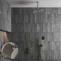 Saniclear Exclusive Stripes inbouw regendouche met 20cm hoofddouche, plafondarm en 3 standen handdouche RVS