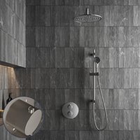 Saniclear Exclusive Stripes inbouw regendouche rond met 30cm hoofddouche, muurarm, 3 standen handdouche en glijstang RVS