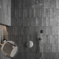 Saniclear Exclusive Stripes inbouw regendouche rond met 30cm hoofddouche, muurarm en 3 standen handdouche RVS