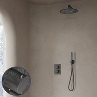 Saniclear Iron Curved inbouw regendouche met 30cm hoofddouche en muurarm verouderd ijzer - gunmetal