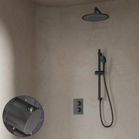 Saniclear Iron Curved inbouw regendouche met 30cm hoofddouche, muurarm, 2 standen handdouche en glijstang verouderd ijzer - gunmetal