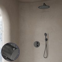 Saniclear Iron Curved inbouw regendouche rond met 20cm hoofddouche, muurarm en 2 standen handdouche verouderd ijzer - gunmetal