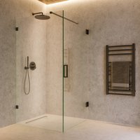 Saniclear Iron profielloze douchecabine 120x80cm met 80cm deur verouderd ijzer - gunmetal