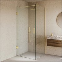 Saniclear Modern Brass douchecabine 90x80 met 80cm deur geborsteld messing