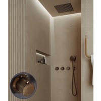 Saniclear Plus Curved inbouw regendouche met inbouw douchekop 30x30cm en 2 standen handdouche verouderd messing
